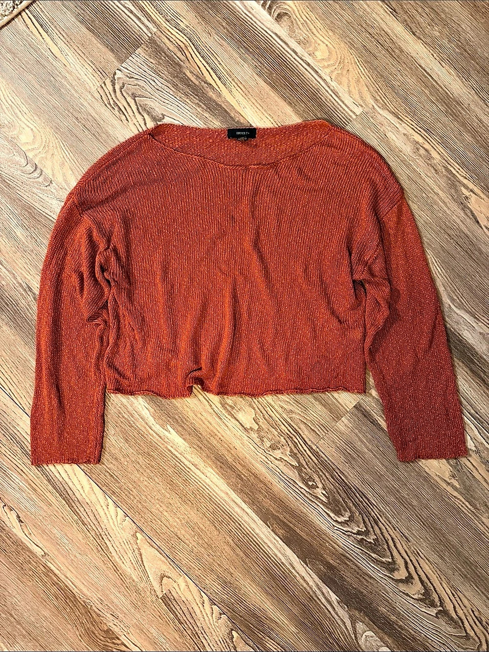 Forever 21 Cropped Knit Sweater in Orange Size 3X
